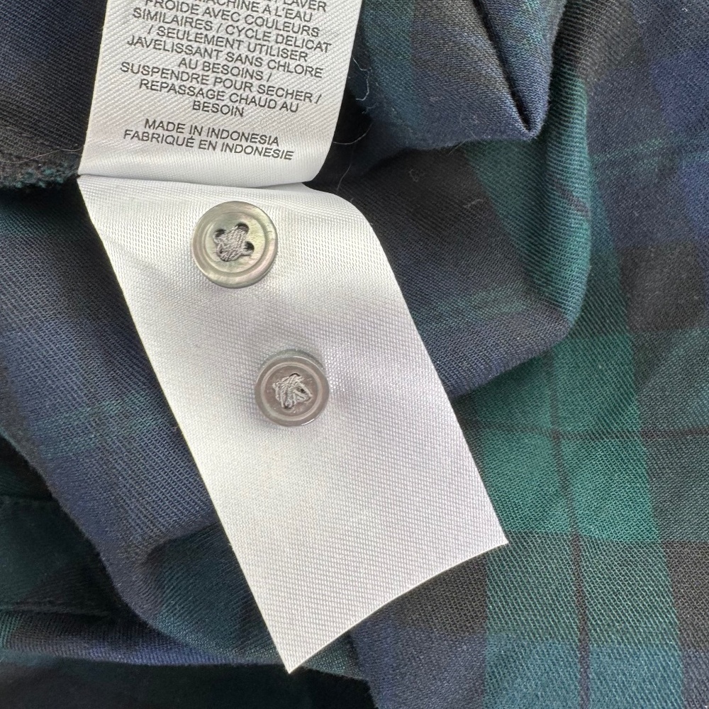 UNTUCKit Navy/Green Holly Plaid Self Belted Shirtwaist Dress Sz 4 - Picture 7 of 7